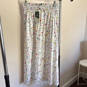 NWT Tuckernuck Terrazzo White Smocked A-Line Midi Skirt